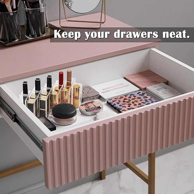 ELLDOO Rollerball Perfume Organizer, 14 Spaces Clear Acrylic Perfume Storage Holder Beauty Scent Holder, Stackable Makeup Lipgloss Lipstick Display Case Lip Gloss Storage Stand-NeatNest