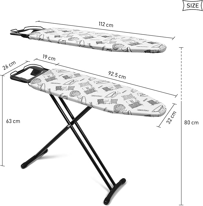 Duwee 12"x36" Ironing Board with Heat Resistant Cover and Thicken Felt Pad, Heavy Sturdy Legs