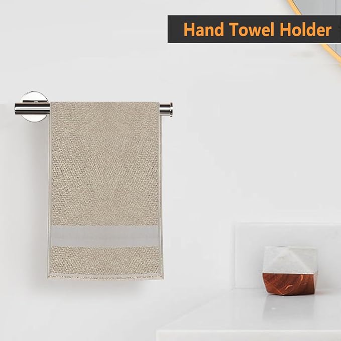 2-Piece Hand Towel Holder - 9" Modern Design Towel Ring, Thicken SUS 304 Stainless Steel Towel Holder for Bathroom Wall, Contemporary Hand Towel Rack - Chrome