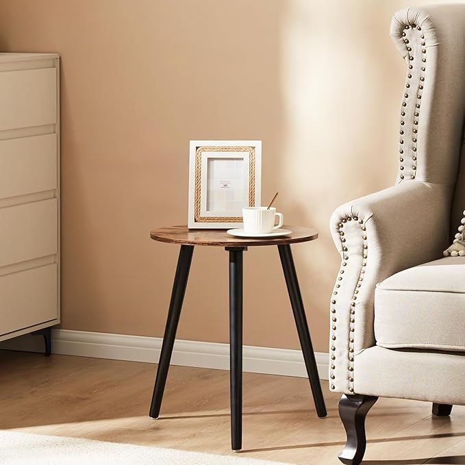 Apicizon Round Side Table, Modern Nightstand End Table, Nursery Side Table for Small Spaces, Bedroom, Living Room,16.5 x 20 Inches, Rustic Brown-NeatNest