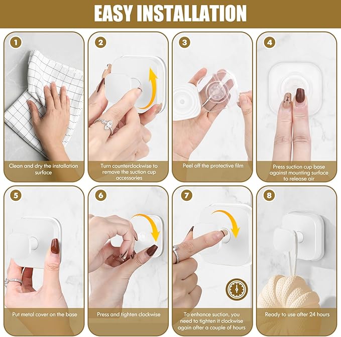 BKV Suction Cup Hooks for Shower,Heavy Duty Shower Hooks for Bathroom Wall,Glass Windows,Smooth Doors to Hang Towels,Robes,Coat,Reusable Suction Cup Wreath Hanger for Christmas Wreaths-White(4 Pack)-NeatNest