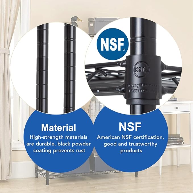 BestOffice 3-Shelf Adjustable Metal Storage Shelves Wire Shelving Unit Organizer Wire Rack 450Lbs Capacity for Small Places Kitchen Garage 23Lx13.2Wx30.2H,Black-NeatNest