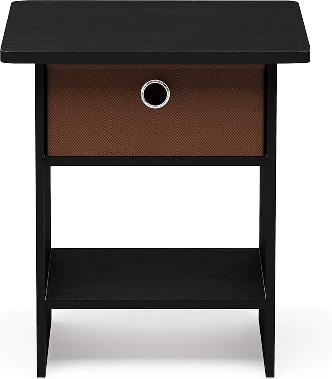 Furinno Dario End Table / Side Table / Night Stand / Bedside Table with Bin Drawer, 1-Pack, Americano/Medium Brown
