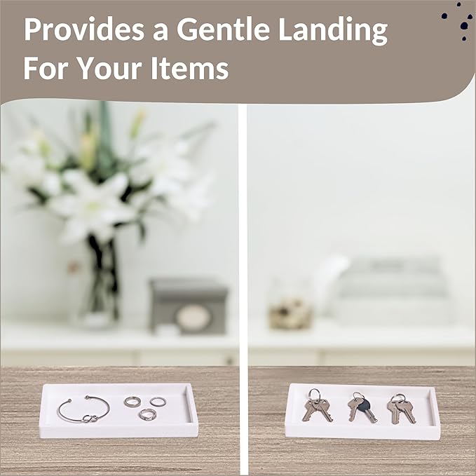 Countertop and Vanity Tray - Small 7.7” Silicone Tray for Soap Dispenser, Bathroom Trays, Dish Soap Trays for Kitchen Counter, Sink Caddy Sinks Organizer, Soaps Dish & Sponge Holder, White-NeatNest