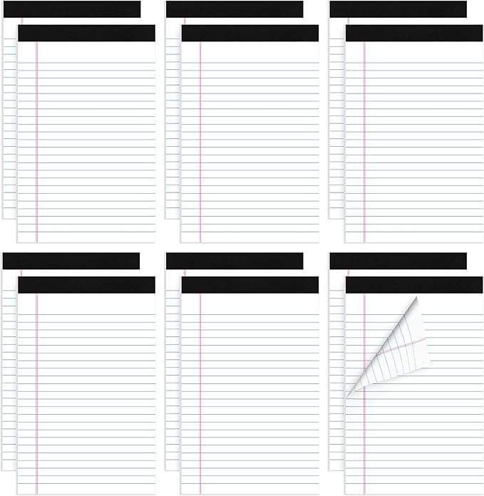 12 Pack Legal Pad 5x8, 360 Sheets Small Note Pad College Ruled Writing Pad Perforated Notepad for School, Office, To-Do Lists Grocery List Shopping List, 30 Sheets White