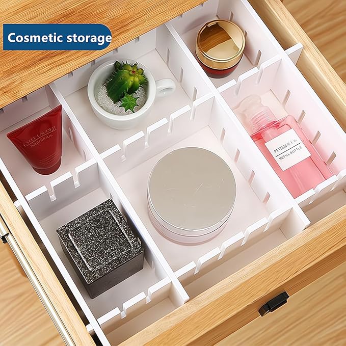 Drawer Divider,Adjustable Drawer Dividers Organizers for Baby Clothes, Underwear,Sock,Expandable Office Dresser Bathroom Desk Kitchen Separators Organizer (8 Pcs White)-NeatNest