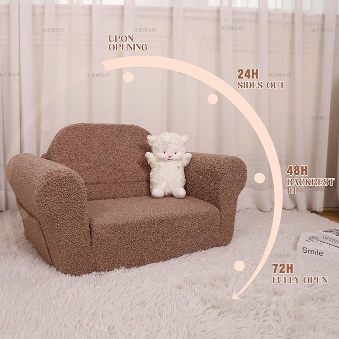 Chairs for Toddler, 2-in-1 Toddler Soft Teddy Baby Couch Fold Out, Convertible Chair to Lounger for Girls and Boys|Safety Certified | Gift for Children-NeatNest