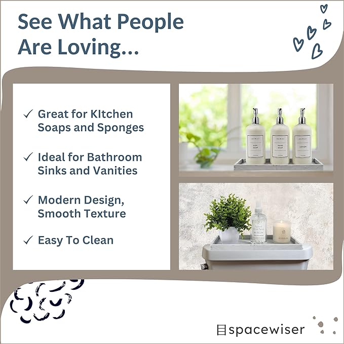 Countertop and Vanity Tray - 2 PC Large 11.7" Silicone Bathroom Trays, Counter Organizer, Dish Soap Sponge Holder Kitchen Sink Tray Organizer, Sink Caddy Toothbrush Key Kitchen Soap Trays-NeatNest