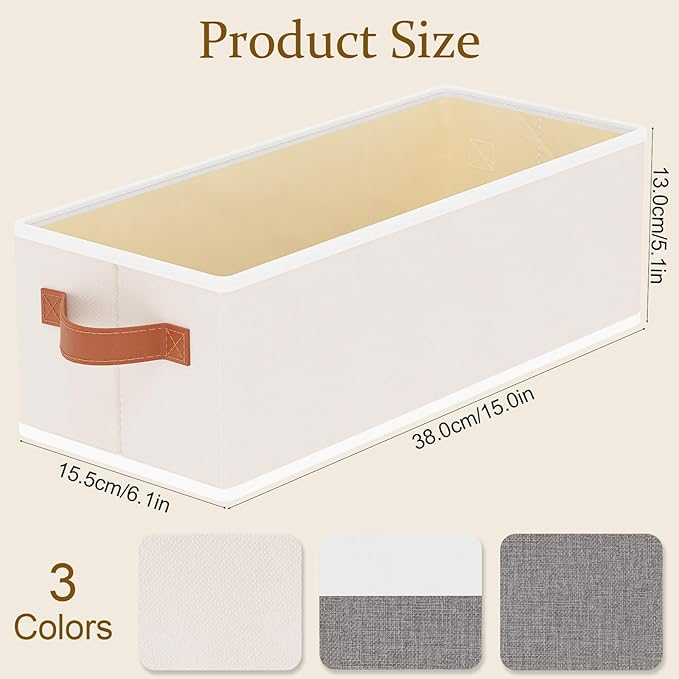 Fabric Storage Bins with Lids, Linen Foldable Clothes Boxes, Closet Organizer Containers with Double Handles, Baskets for Bedroom, Grey, 1 Pack, 14.96 x 6.1 x 5.11Inch-NeatNest