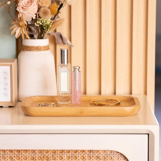 Bamboo Vanity Tray, Bathroom Counter Tray, Toilet Tank Top Tray for Organizing and Decor Display, 14.2 x 6 x 0.8 inch-NeatNest