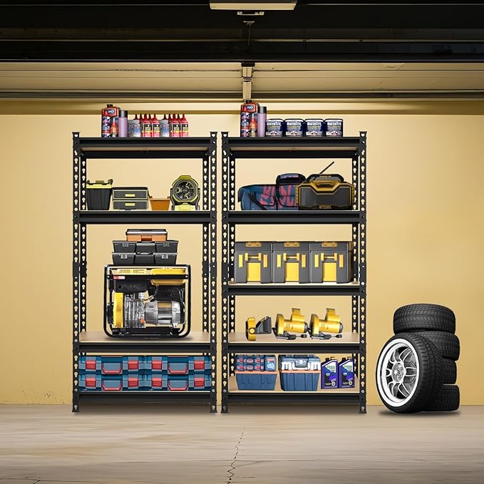 BIG RED Storage Shelving Unit, 5-Tier Adjustable, Heavy Duty Metal Garage Shelves/Utility Rack for Kitchen, Pantry, Basement, Bathroom, Laundry - 2,000 lbs Capacity, Black, 72" H x 35" W x 12" D-NeatNest