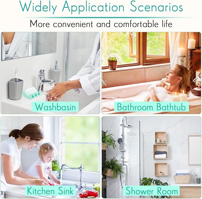 Cunhill 2 Pieces Silicone Soap Dish Self Draining Soap Dish Shower Waterfall Bar Soap Holder Tray with Drain Soap Saver for Kitchen Bathroom Accessories (Turquoise)-NeatNest