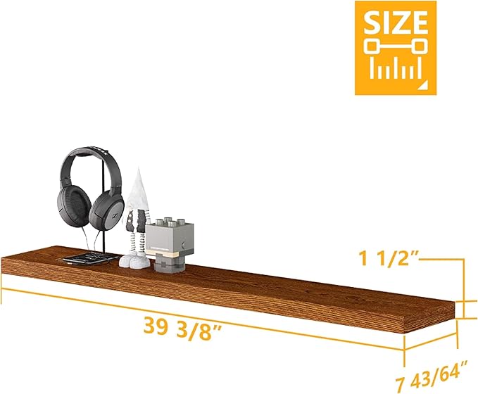 BAMEOS Floating Shelves,40 in W x 8in D Wall Mounted Wooden Shelves with Invisible Brackets Set of 2, Hanging Wall Shelves Decoration for Bedroom, Bathroom, Living Room and Kitchen-NeatNest