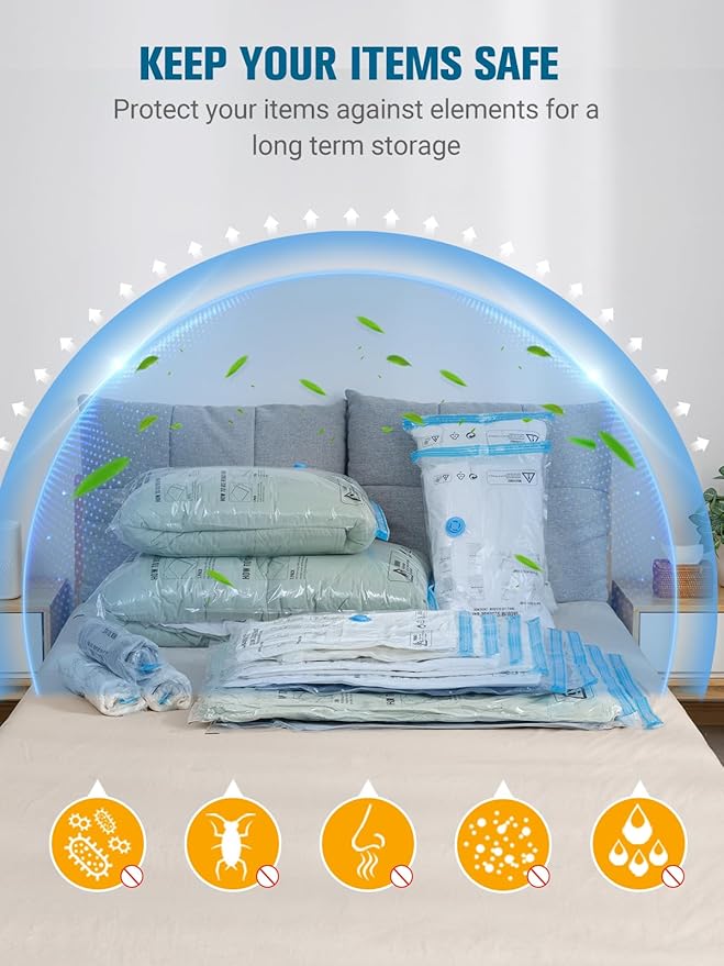 Vacuum Storage Bags with Electric Air Pump, New Air Valve Combo 15 Pack Compression Bag, Space Saving Vacuum Sealer Bags for Clothes, Blanket, Duvets, Pillows, Comforters, Travel, Two Compressing Ways-NeatNest