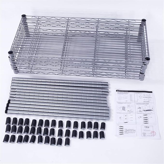 5 Tier Adjustable Storage Shelf Metal Storage Rack Wire Shelving Unit Storage Shelves for Pantry Closet Kitchen Laundry Bathroom (Silver14-5-Tier)