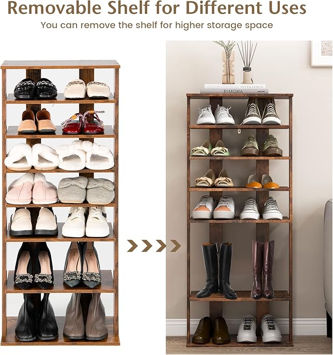 Tangkula 8-Tier Vertical Shoe Rack, Space-Saving Corner Shoe Organizer for 14 Pairs, Narrow Shoe Storage for Entryway, Front Door, or Closet-NeatNest