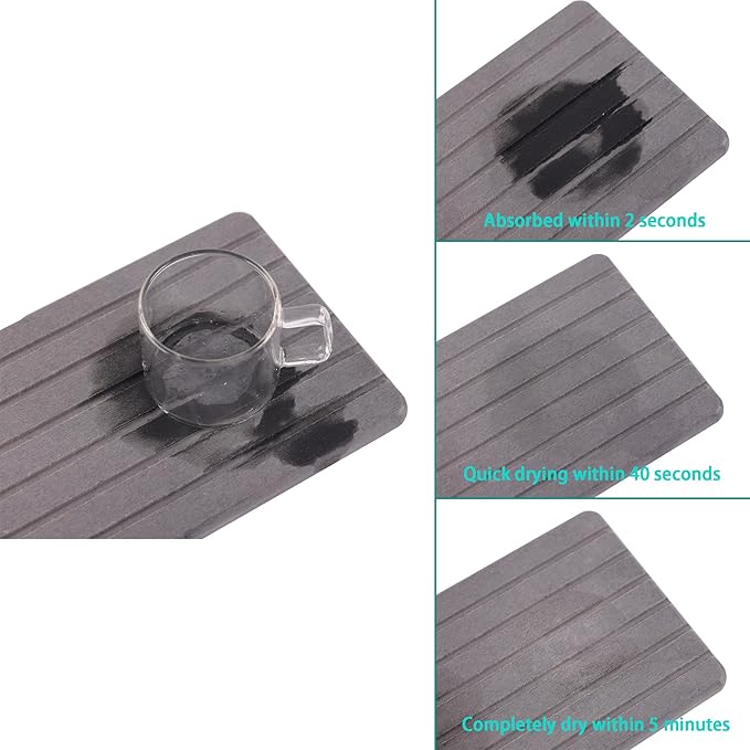 2 PCS Water Absorbent Diatomite Coasters Rectangle, Grooved Design, Water Absorbing Stone Used for Hand Soaps & Plants & toiletries in The Modern Home-NeatNest
