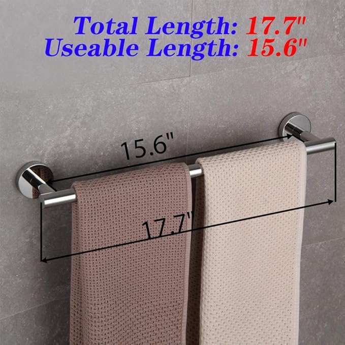 GERZWY 18-Inch Bathroom Single Towel Bar Stainless Steel Bath Towel Rack Contemporary Style Wall Mount, Polished Finish AG1101C45-JG