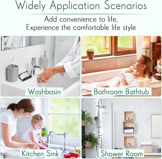 Cunhill 2 Pieces Silicone Soap Dish Self Draining Soap Dish Shower Waterfall Bar Soap Holder Tray with Drain Soap Saver for Kitchen Bathroom Accessories (Dark Grey,Light Green)-NeatNest