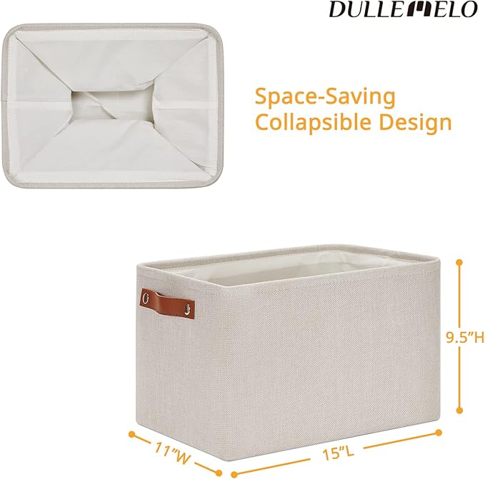 DULLEMELO Fabric Organizer for Storage, Office, Home, Nursery - Small Fabric Storage Basket with Handles (Beige)-NeatNest