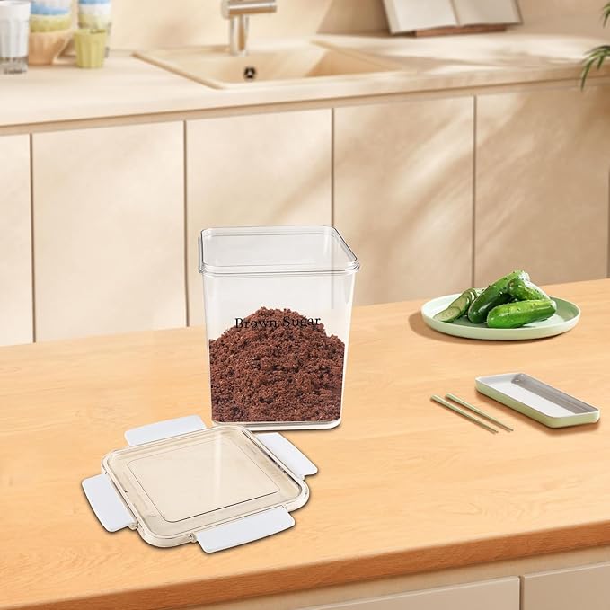 Brown Sugar Keeper,Airtight Food Storage Containers,BPA-Free Brown Sugar Container, Food Saver Container,Plastic Storage Containers with Lids & Spoon for Baking,Salt,Flour,Coffee Beans Jar