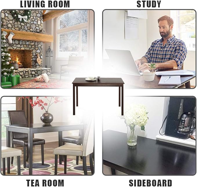 Dining Table for 4 People Kitchen Table with Wood Legs Dinner Table for Apartment Living Room Dining Room Office Kitchen Home Furniture Rectangular Modern, Brown-NeatNest