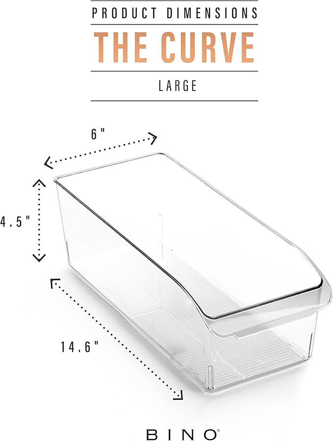 BINO | Plastic Storage Bins, Large | THE CURVE COLLECTION | Multi-Use Fridge / Freezer Organizer | Built-In Handle | BPA-Free | Pantry and Home Organization-NeatNest