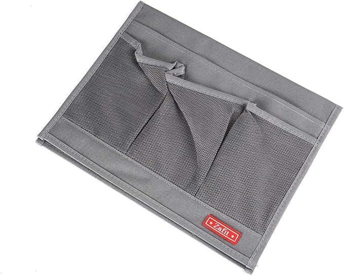 Bedside Storage Organizer, Table Cabinet Bedside Organizer Caddy for Remotes Phone Glasses (Classic 4 Pockets-Grey)-NeatNest