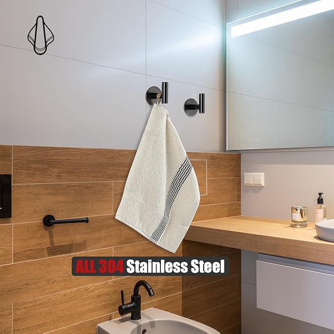 JQK Self Adhesive Towel Hook Bronze, No Drill Stick on Coat Robe Clothes Wall Hook for Bathroom Kitchen Garage 2 Pack, 304 Stainless Steel Oil Rubbed Bronze, ATH110-ORB-P2