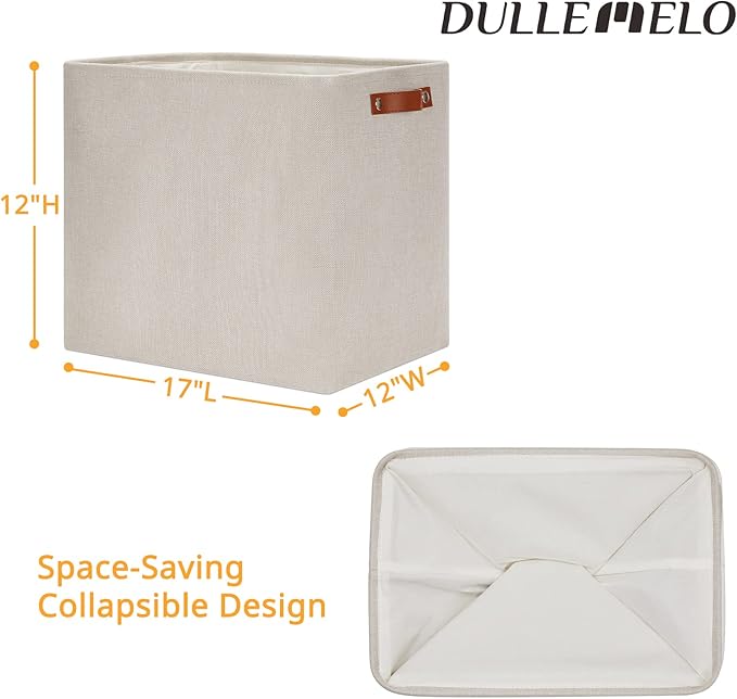 DULLEMELO Fabric Storage Basket, Large Storage Bin for Organization, Closet Storage Bins for Clothes Blankets Nursery Shelves, Collapsible Storage Container Box with Handles(Cream)-NeatNest