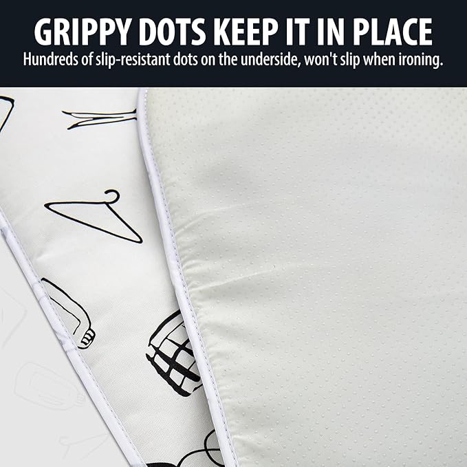 Seiritex Ironing Mat for Table Top, Portable Ironing Pad 39.4 x 18.9 inch Iron Board 5 in 1 Travel Iron Blanket for Counter top, Washer, Dryer, White