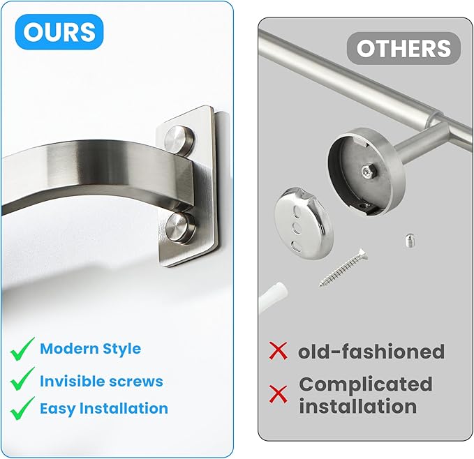 Bathroom Towel Bar, 16 inch Towel Racks for Bathroom Wall Mounted, SUS304 Stainless Steel Heavy Duty Towel Holder Bathroom Accessories Modern Home Decor, Brushed Finished