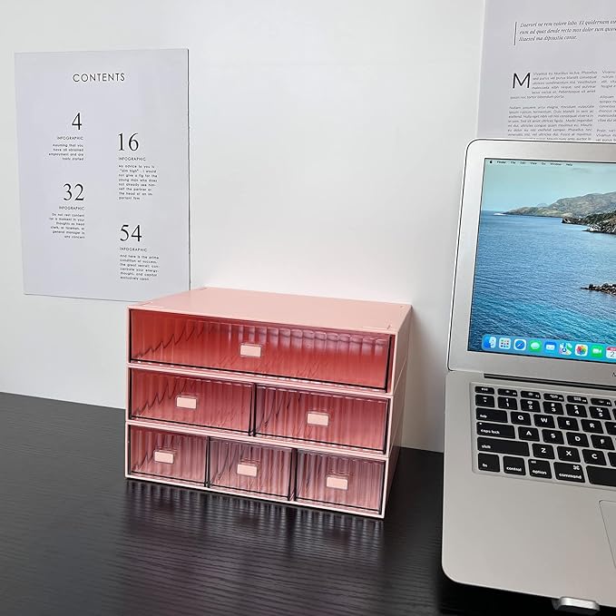 Desk Drawer Organizer, Stackable Plastic Storage Drawer, Red, 1 Compartment-NeatNest