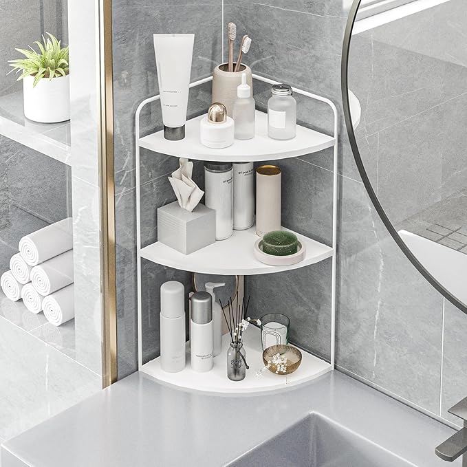 Bathroom Counter Organizer,Countertop Organizer,Vanity Organizers,Bathroom Storage,Bathroom Sink Caddy,Counter Shelf,Corner Counter,Corner Shelves(White)-NeatNest
