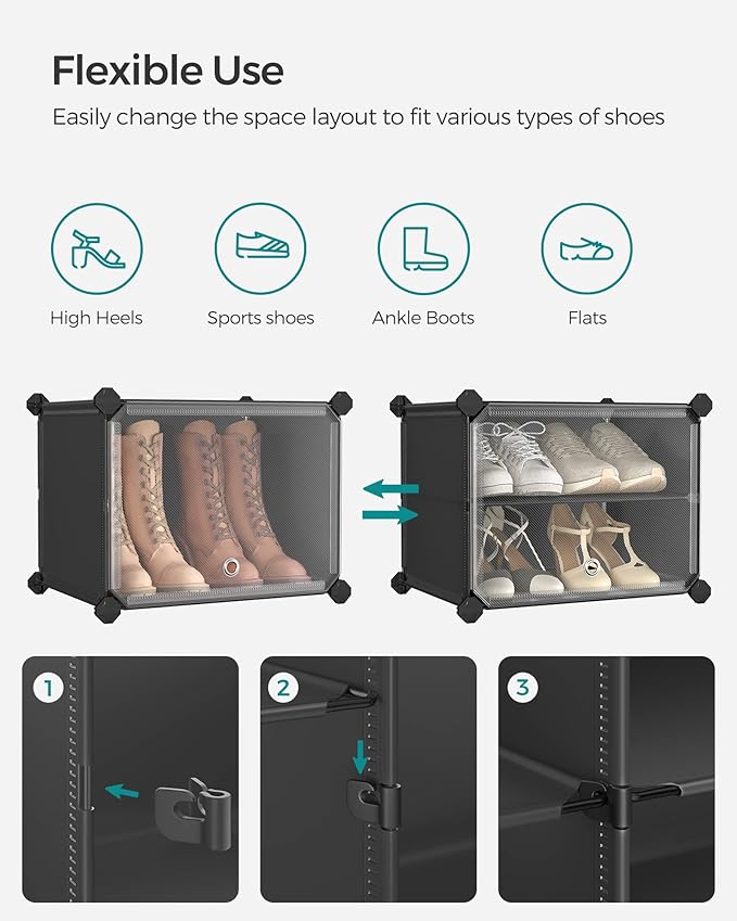 SONGMICS Shoe Rack Organizer, 6-Tier Shoe Storage Cabinet for Closet and Entryway, Holds 24 Pairs of Shoes, Adjustable, Black ULPC033B01-NeatNest