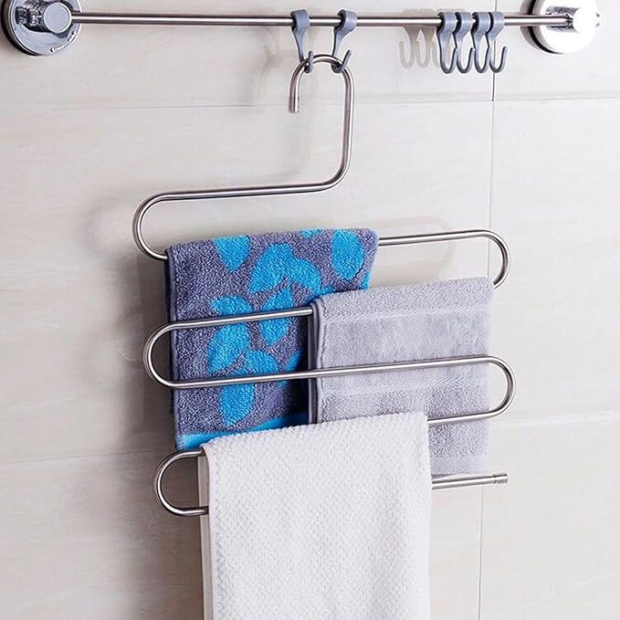 devesanter Pants Hangers Non-Slip S-Shape Trousers Hangers Stainless Steel & Rubber Clothes Hangers Closet Storage Organizer for Pants Jeans Scarf (6 Pack with 10 Clips)-NeatNest