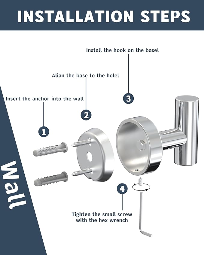 Chrome Bathroom Towel Hook, Coat Robe Clothes Hook for Kitchen Garage Wall Mounted 4 Pack, 304 Stainless Steel, Heavy Duty Door Hanger, Cabinet Closet Wall Hook for Hotel Pool (Polished Chrome)