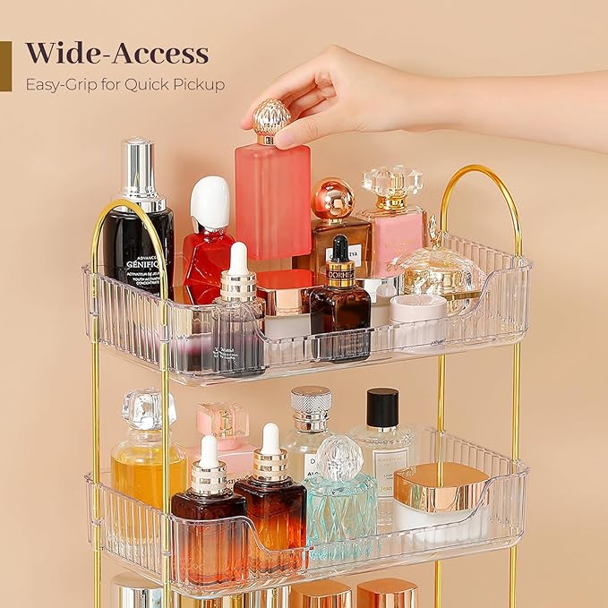 Aveniee Bathroom Counter Organizer, 3 Tier Perfume Skin Care Countertop Storage Shelf, Vanity Makeup Tray for Cosmetic Skincare Lotion,Clear-NeatNest