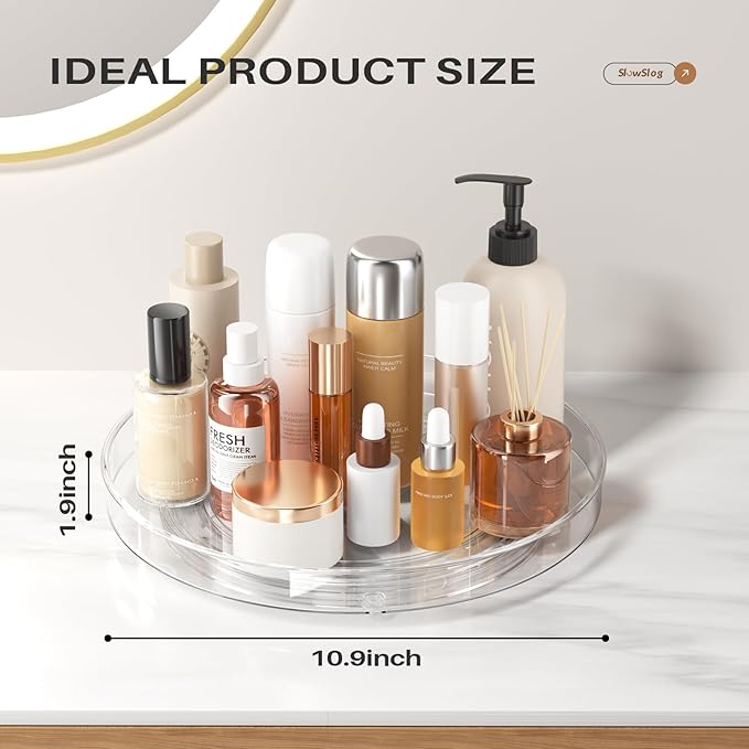 4 Pack Clear Lazy Susan Organizer, 11in Rotating Turntable Organizer, Cabinet Turntable Organizer, Rotating Lazy Susan for Kitchen, Fridge, Bathroom, Vanity Countertop-NeatNest