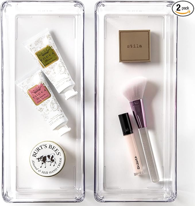 BINO | Oblong Plastic Drawer Organizer Bin, 2-Pack | THE ARTISAN COLLECTION | Multi-Purpose | Durable | BPA-Free | Desk, Vanity, Bathroom & Makeup Drawer Organizer-NeatNest