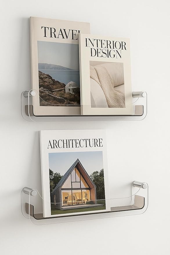 Acrylic Magazine Holder Wall Mount, Magazine Rack Wall Mounted, Brochure Holder Mounted, Magazine Rack for Home and Office