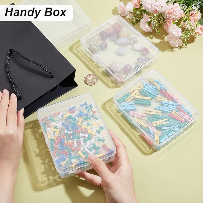 BENECREAT 10 Packs PP Plastic Bead Container Box, 4.9x3.9x1.2inch Rectangle Storage Organizer Box, Dustproof Case with Hinged Lid for Cards, Beads and Craft Supplies-NeatNest