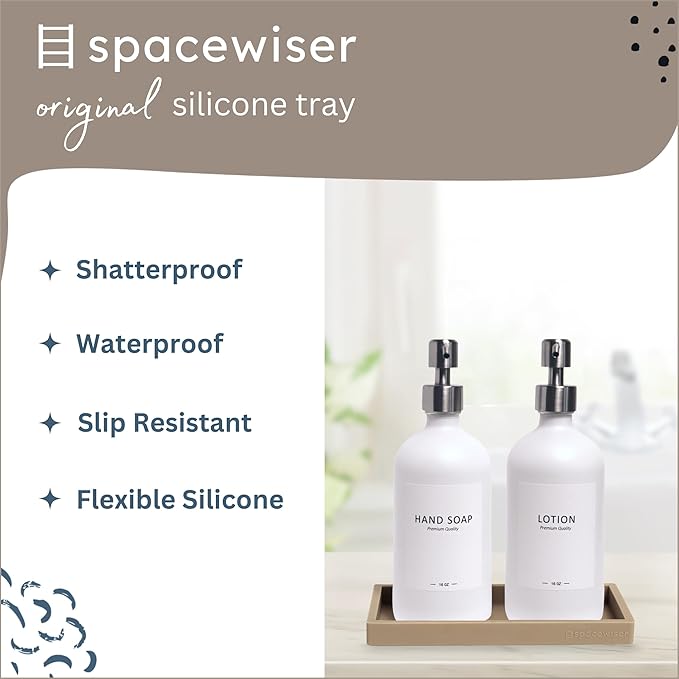 Countertop and Vanity Tray - Small 7.7” Silicone Tray for Soap Dispenser Bottles, Bathroom Trays, Kitchen Sink Trays, Sink Caddy Kitchen Sinks Organizer, Soap Dish & Sponge Holder Mat-NeatNest