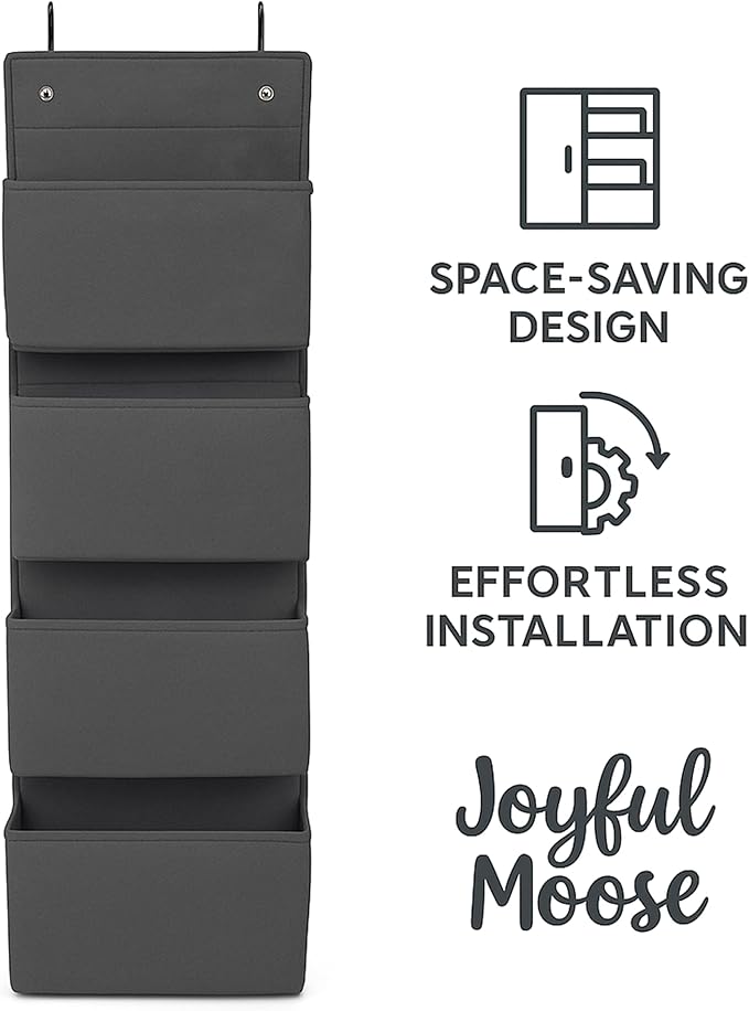 Joyful Moose Over the Door Hanging Organizer Closet Storage Bins Grey-NeatNest