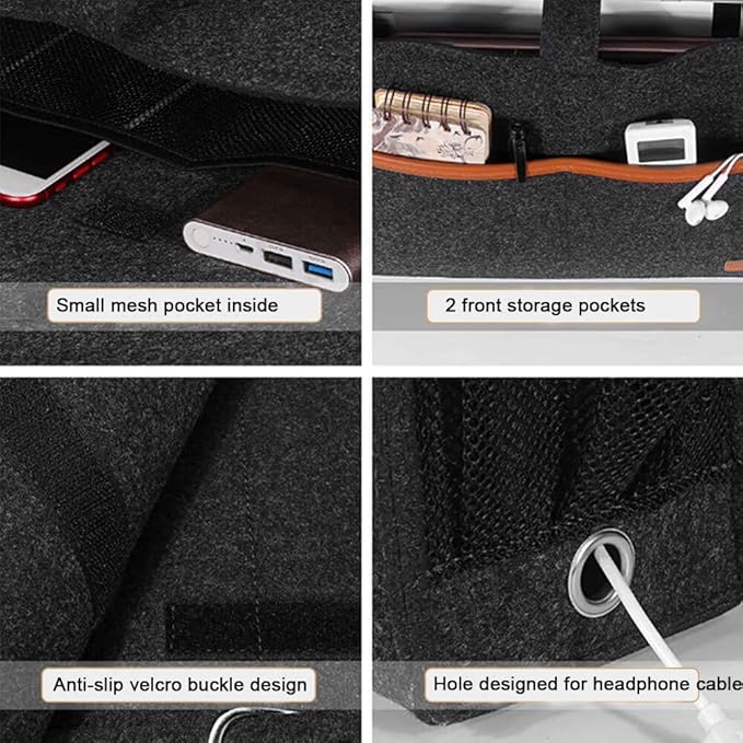 Bedside Caddy,Felt Bedside Storage Organizer, Hanging Storage for Dorm Bed Sofa for tablet Magazine Phone Remotes and Water Bottle Holder (Light Grey)-NeatNest