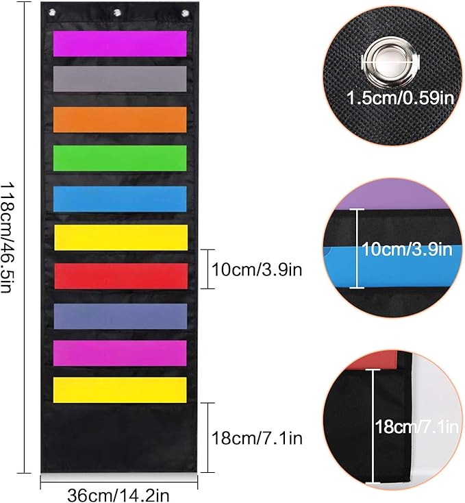 ABC life Hanging Wall File Organizer, 2 Packs, 10 Pocket Office, Home, Classroom, 6 Removable Poly Hanging File Folders, Wall Folder Organizer, Back to School Supplies