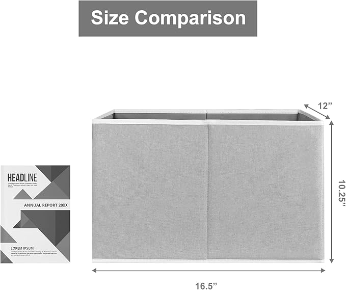 Closet Storage Bins, Fabric Closet Organizers and Storage Basket for Shelves, Collapsible Shelf Baskets for Organizing Shelves, Bedroom Clothes Basket, Gray, 3 Pack-NeatNest