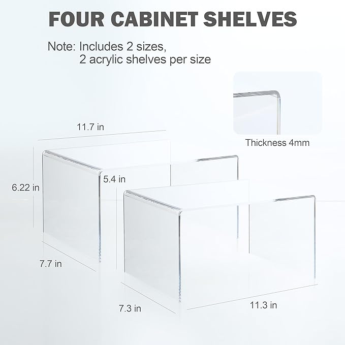 Acrylic Cabinet Organizer, Shelf Organizer, Set of 2 Spice Organization for Cabinet, Spice Rack, Stackable Kitchen Countertop Organizer | Cupboard, Pantry Shelves, and Storage Space Saver-NeatNest