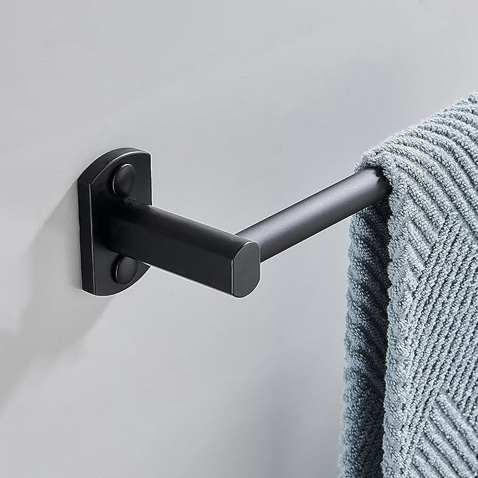 Black Towel Bar, Hand Towel Rack for Bathroom Wall Mounted Towel Hanger, Kitchen Bath Towel Holder, Toilet Towel Rod, 16 Inch