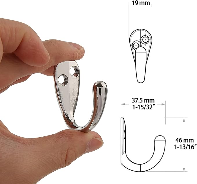 HASWARE 6 PCS Coat Hook, Wall Mounted Hooks Coat Hooks Robe Hooks Hangers Heavy Duty with 12 Pieces Screws for Bedroom Bathroom Kitchen Door Wall (Chrome)